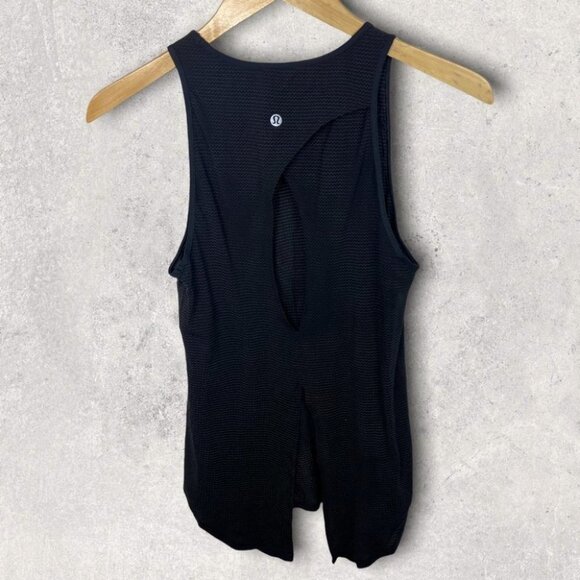 Lululemon Black Open Up Tank Top Running Ventilation Anti Stink Size 4 Tie Back - Picture 4 of 10
